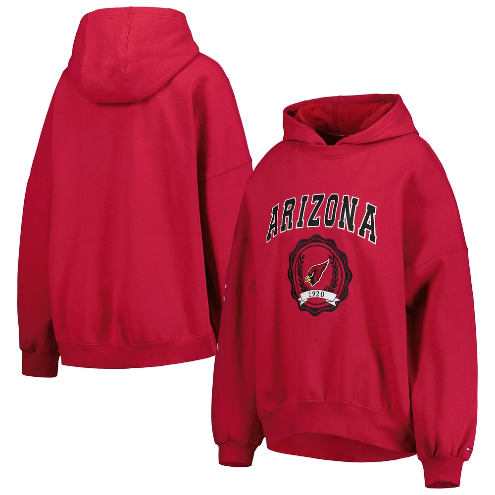 Women's Tommy Hilfiger Cardinal Arizona Cardinals Becca Drop Shoulder Pullover Hoodie