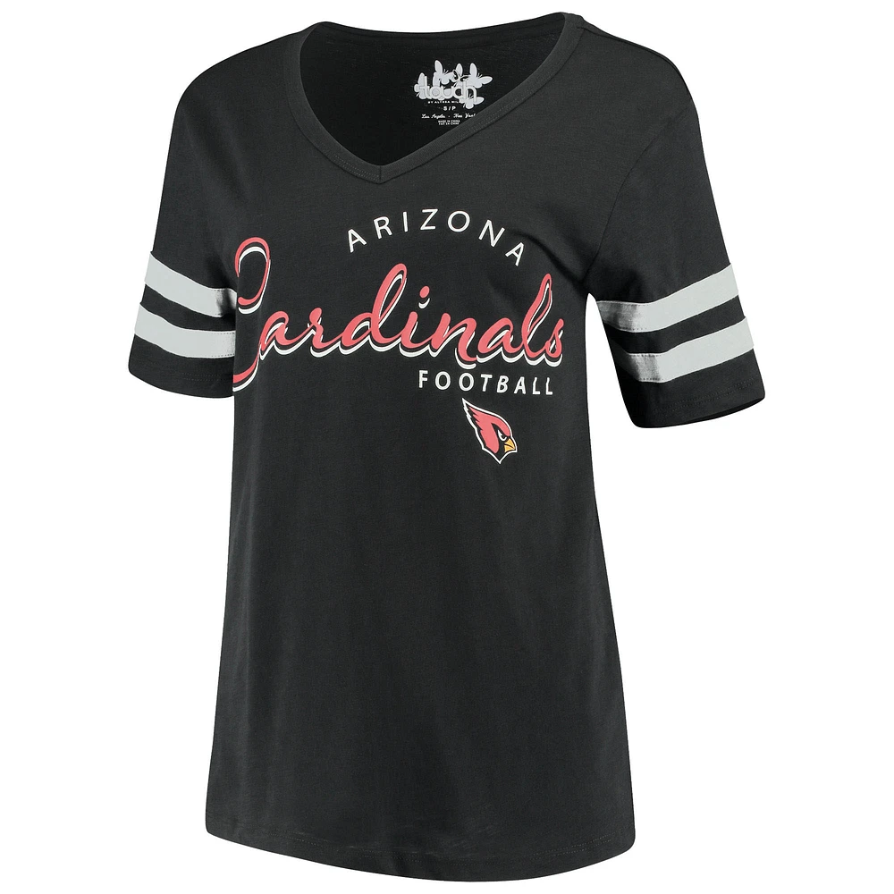 Women's Touch Black Arizona Cardinals Triple Play V-Neck T-Shirt