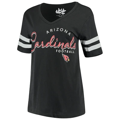 Women's Touch Black Arizona Cardinals Triple Play V-Neck T-Shirt