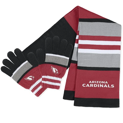 WEAR by Erin Andrews Ensemble gants et écharpe à rayures des Cardinals de l'Arizona pour femmes