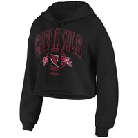 Women's WEAR by Erin Andrews Black Arizona Cardinals Fleece Cropped Pullover Hoodie