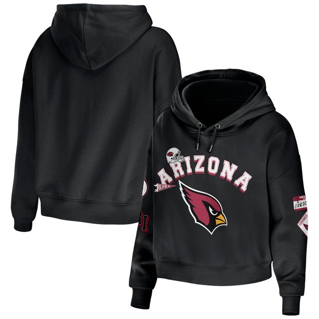 Sweat à capuche court et modeste noir Arizona Cardinals pour femme WEAR by Erin Andrews