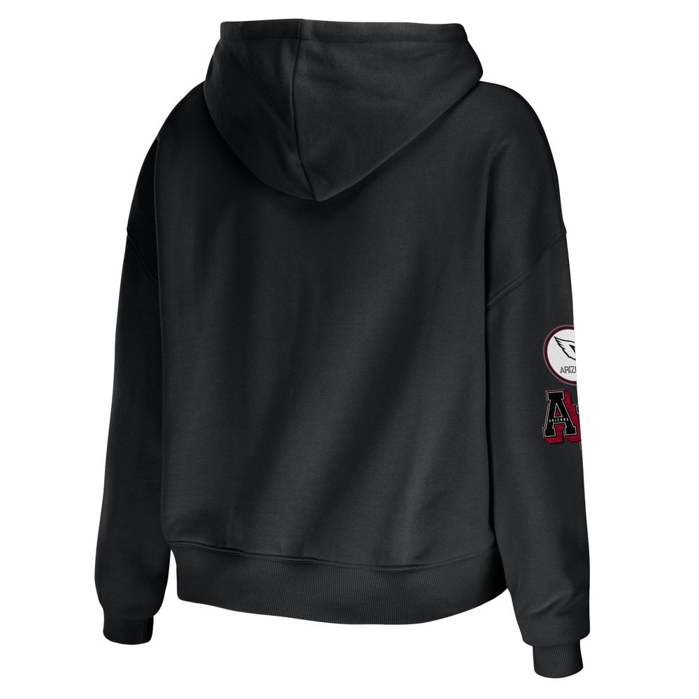 Women's WEAR by Erin Andrews Black Arizona Cardinals Modest Cropped Pullover Hoodie