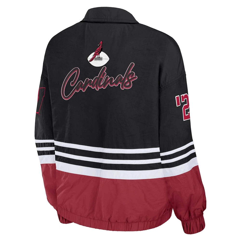 Veste coupe-vent entièrement zippée noire à imprimé rétro des Arizona Cardinals pour femme WEAR by Erin Andrews