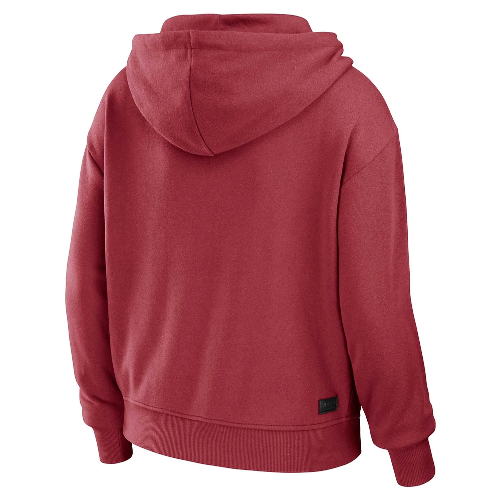 Women's WEAR by Erin Andrews Cardinal/White Arizona Cardinals Color Block Light Weight Modest Crop Full-Zip Hoodie