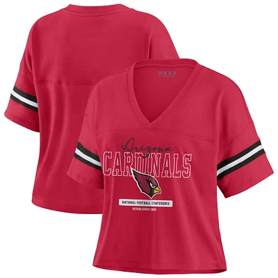 T-shirt court à col en V et blocs de couleurs pour femme WEAR by Erin Andrews Cardinal Arizona Cardinals