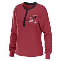 Women's WEAR by Erin Andrews Cardinal Arizona Cardinals Waffle Henley Long Sleeve T-Shirt