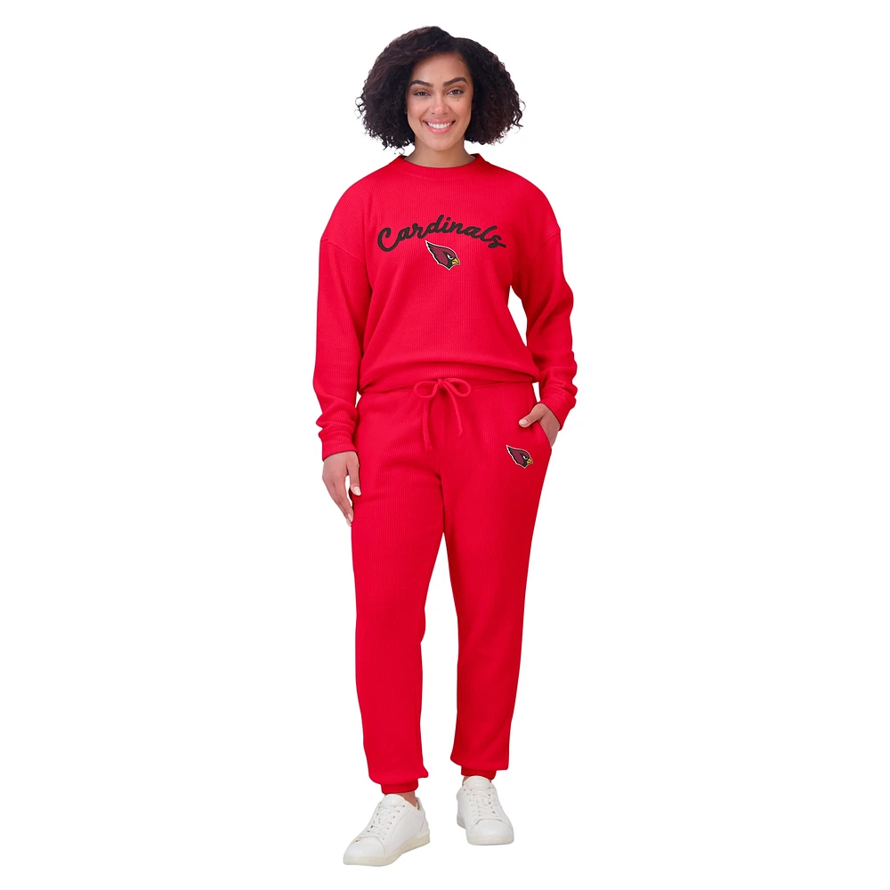 Women's WEAR by Erin Andrews  Cream Arizona Cardinals Plus Knitted Tri-Blend Long Sleeve T-Shirt & Pants Lounge Set