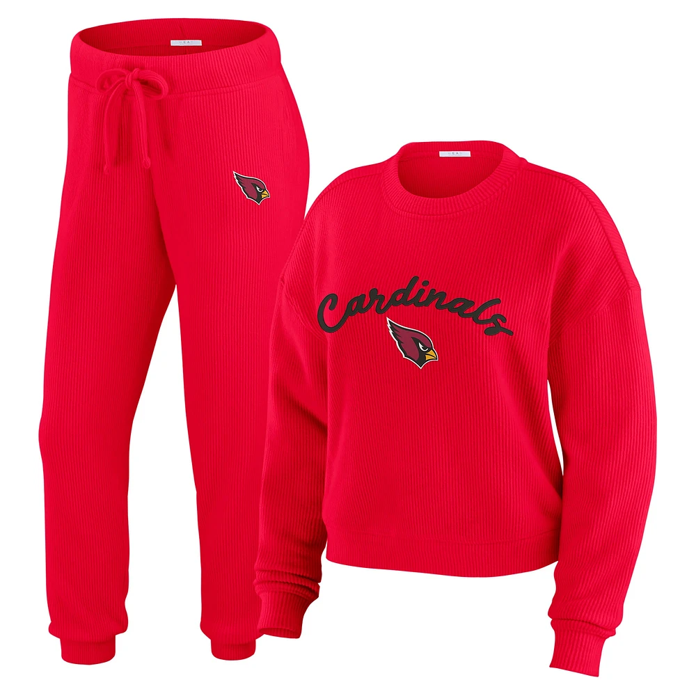 Women's WEAR by Erin Andrews  Cream Arizona Cardinals Plus Knitted Tri-Blend Long Sleeve T-Shirt & Pants Lounge Set