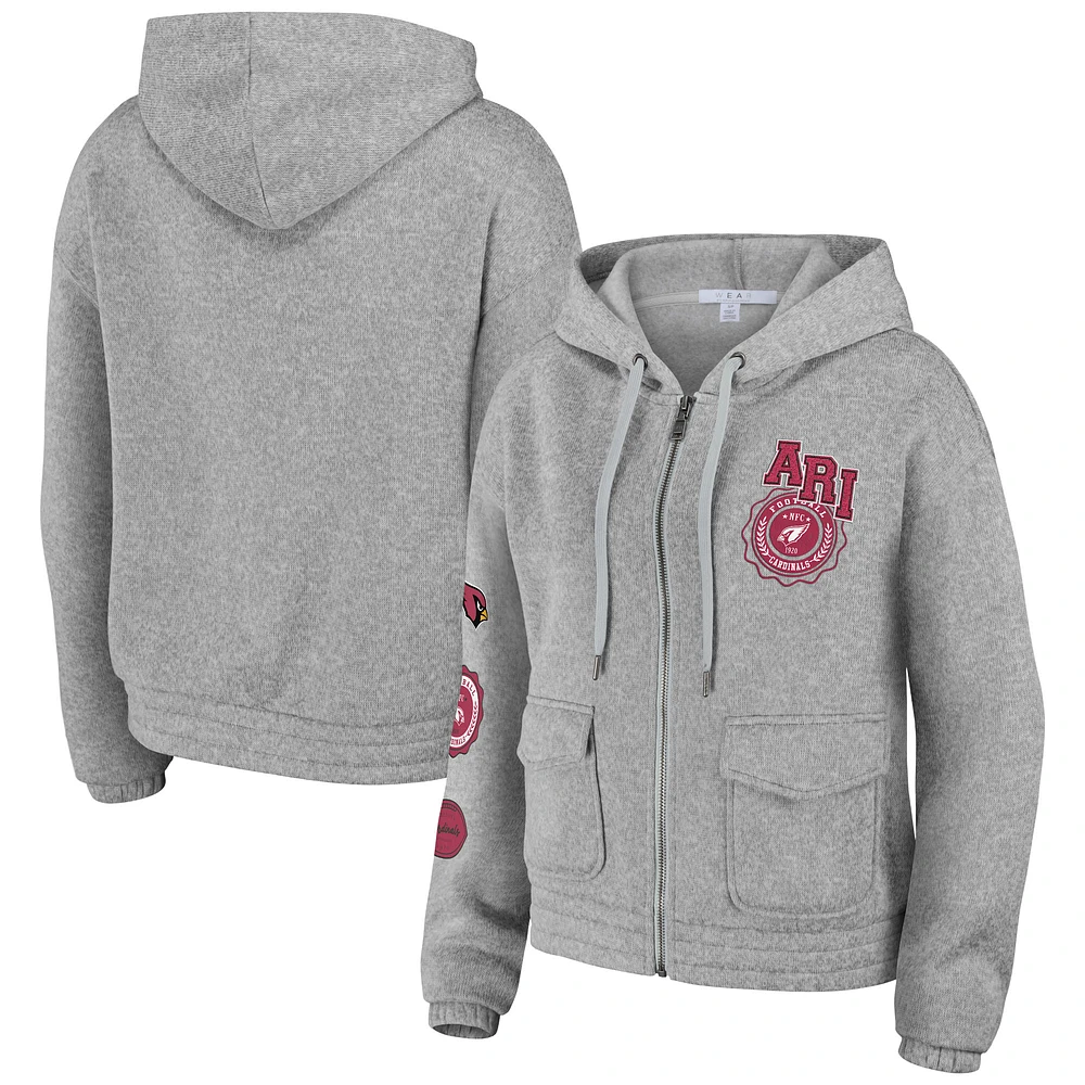 Women's WEAR by Erin Andrews Heather Gray Arizona Cardinals Full-Zip Hoodie