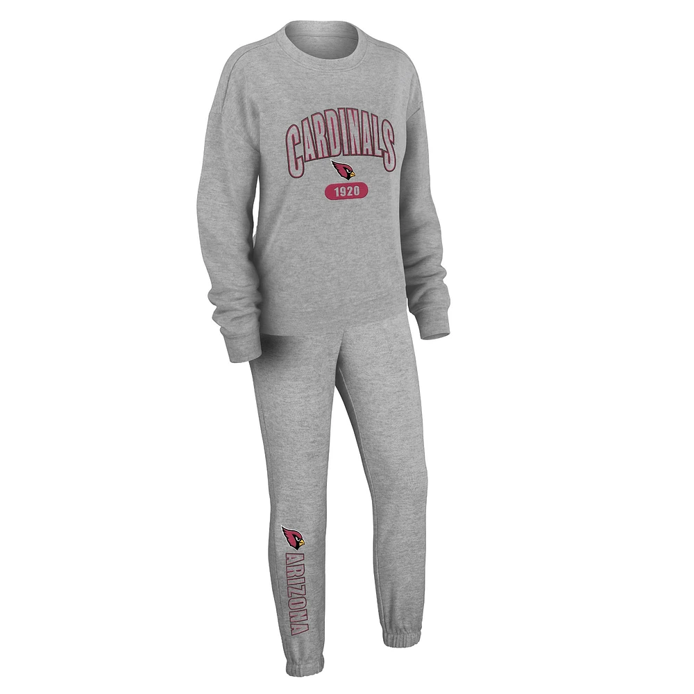 Ensemble de nuit pour femme WEAR by Erin Andrews Heather Gray Arizona Cardinals en tricot à manches longues et pantalon