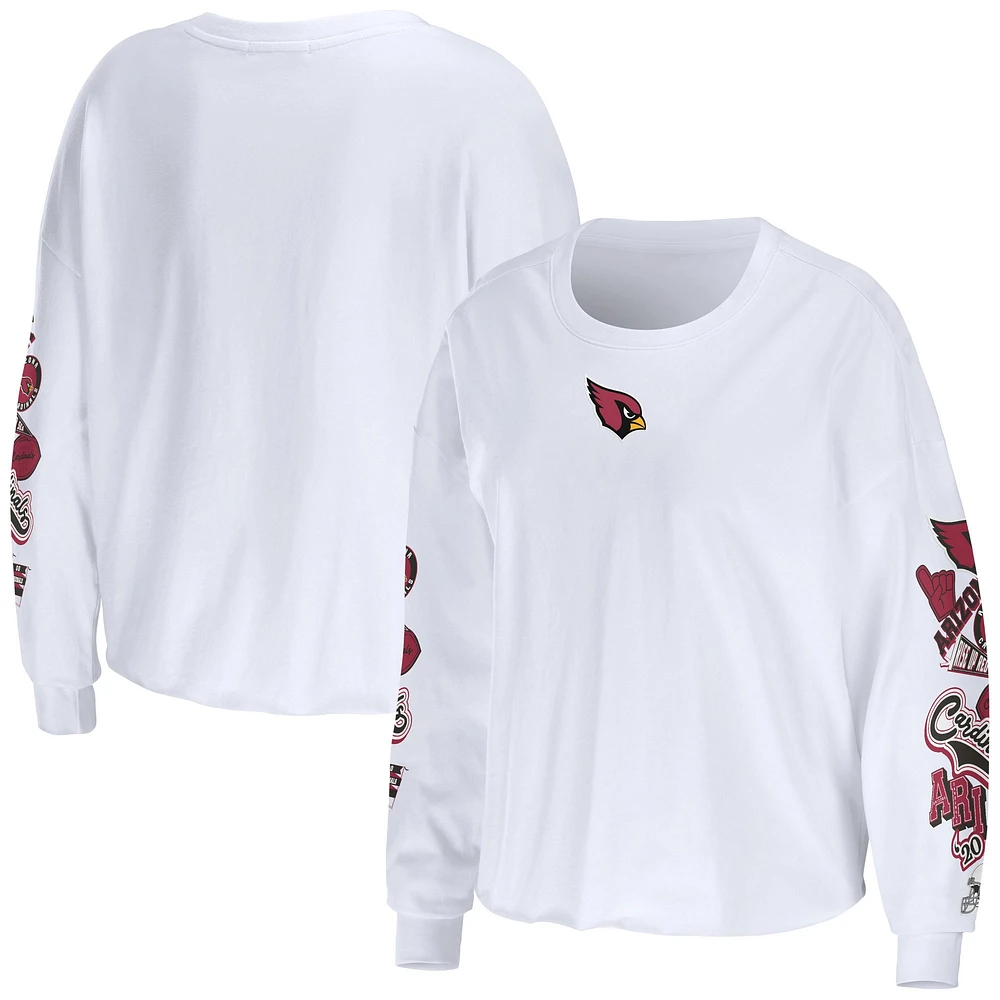 WEAR by Erin Andrews T-shirt court à manches longues blanc Arizona Cardinals Celebration pour femmes