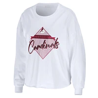 Women's WEAR by Erin Andrews White Arizona Cardinals Domestic Cropped Long Sleeve T-Shirt