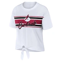 Women's WEAR by Erin Andrews White Arizona Cardinals Front Tie Retro T-Shirt