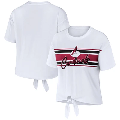 Women's WEAR by Erin Andrews White Arizona Cardinals Front Tie Retro T-Shirt