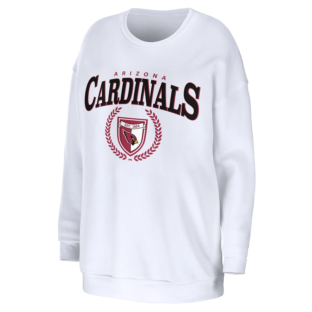 Women's WEAR by Erin Andrews White Arizona Cardinals Oversized Pullover Sweatshirt