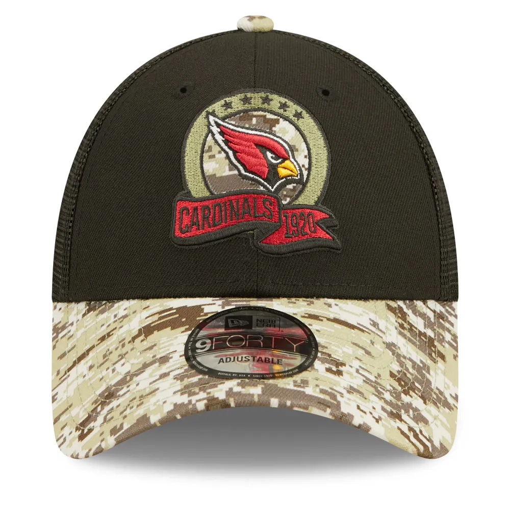 New Era Youth New Era Black/Camo Arizona Cardinals 2022 Salute To Service  9FORTY Snapback Trucker Hat