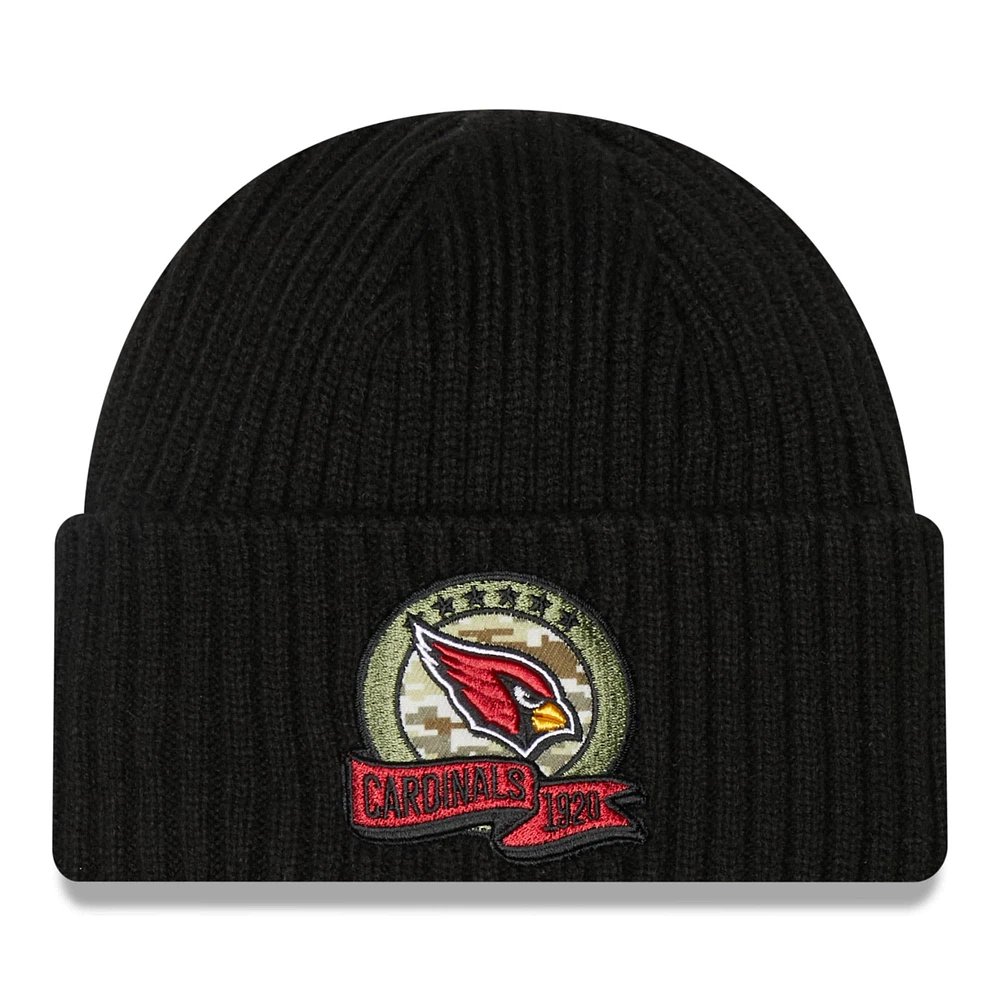 Bonnet en tricot noir New Era Arizona Cardinals 2022 Salute To Service pour jeune