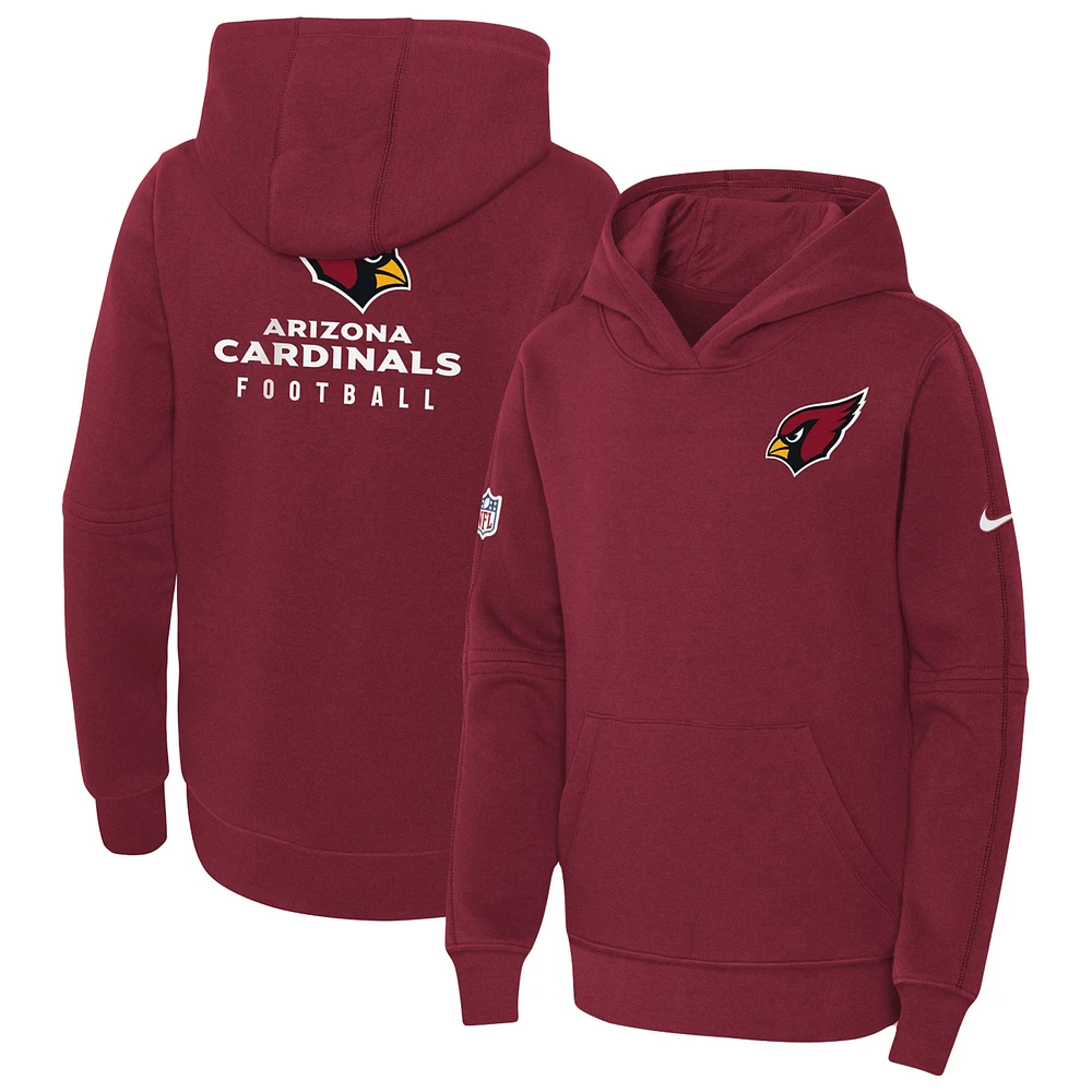 Youth Nike Cardinal Arizona Cardinals 2023 Sideline Club Fleece Pullover Hoodie