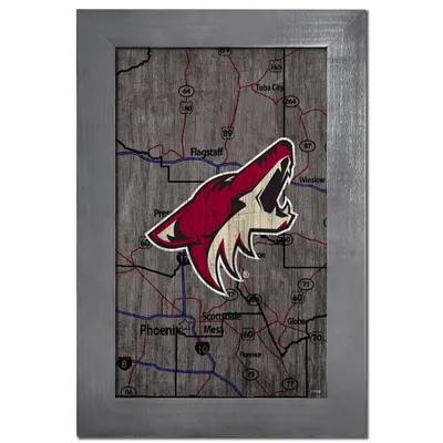 Arizona Coyotes 11'' x 19'' Framed Team City Map Sign