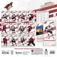 Calendrier mural d'équipe Arizona Coyotes 2018 12" x 12"