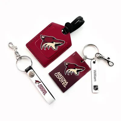 Arizona Coyotes - Coffret cadeau trois pièces en cuir avec étiquette personnalisée