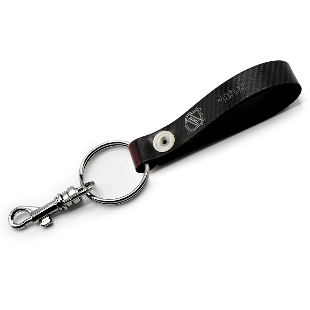 Black Arizona Coyotes Personalized Leather Loop Keychain