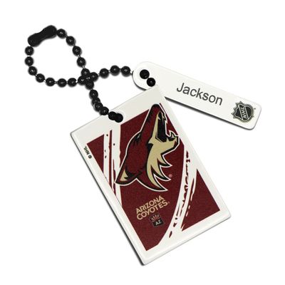 Burgundy Arizona Coyotes Personalized Leather Rectangle Bag Tag