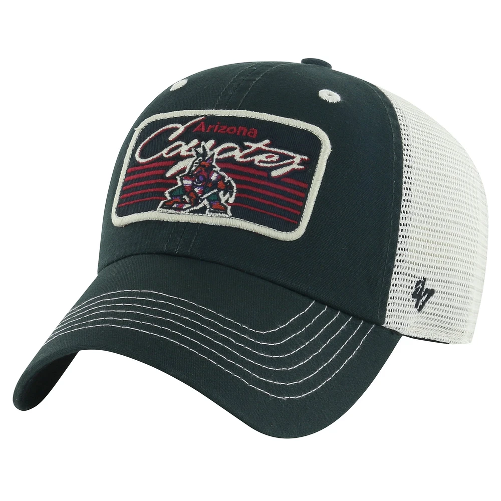 Men's '47  Black Arizona Coyotes Five Point Patch Clean Up Adjustable Hat