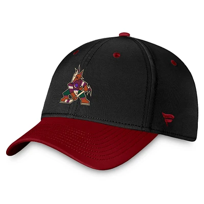 Casquette flexible bicolore authentique Pro Rink des Coyotes de l'Arizona Fanatics pour hommes, noir/grenat