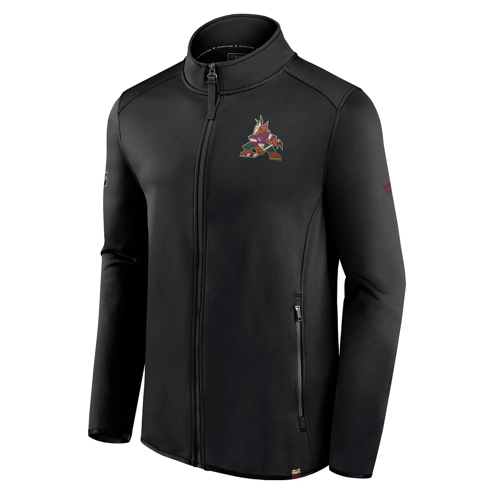 Veste entièrement zippée Fanatics noire Arizona Coyotes Authentic Pro pour hommes