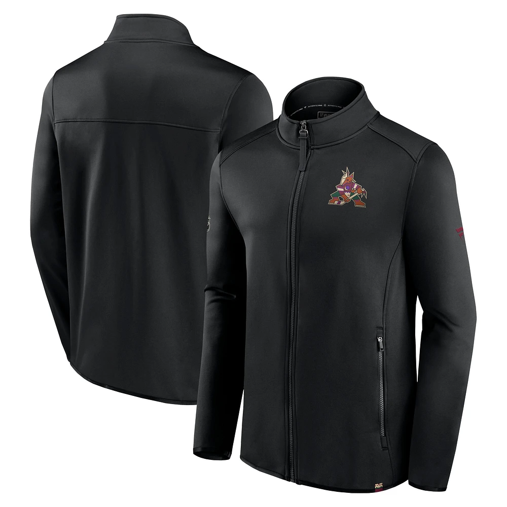 Veste entièrement zippée Fanatics noire Arizona Coyotes Authentic Pro pour hommes