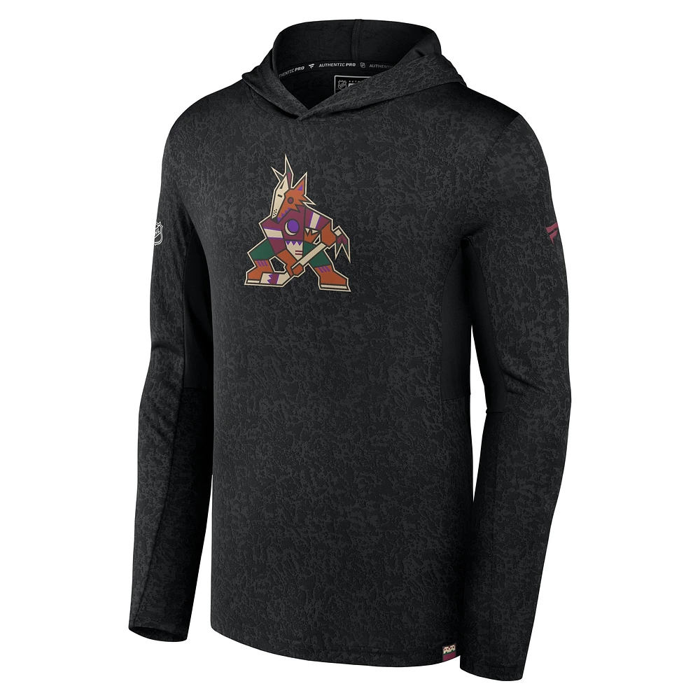 Men's Fanatics Black Arizona Coyotes Authentic Pro Lightweight Pullover Hoodie