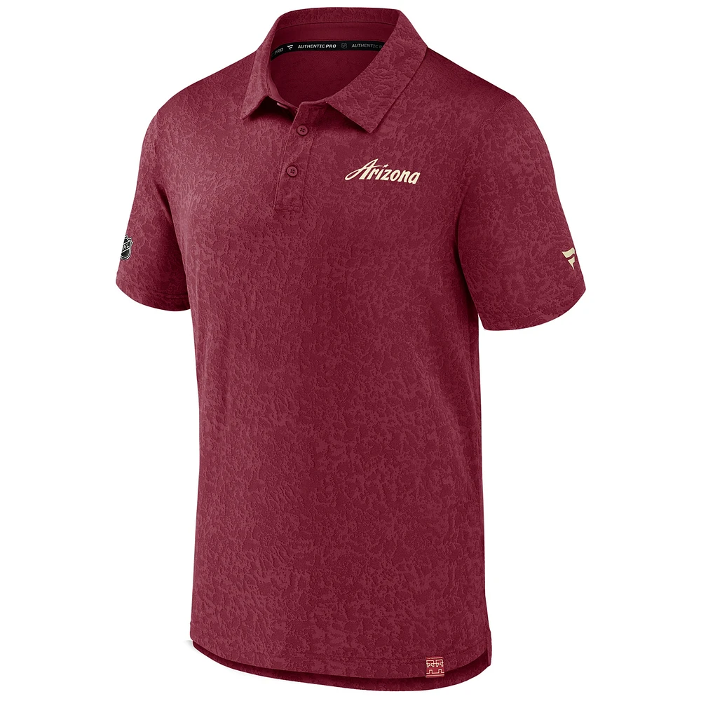 Men's Fanatics  Garnet Arizona Coyotes Authentic Pro Jacquard Polo