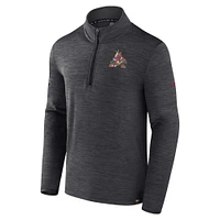 Pull léger à glissière quart de tour Fanatics Heather Charcoal Arizona Coyotes Authentic Pro pour hommes