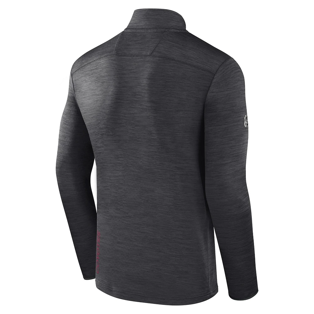 Pull léger à glissière quart de tour Fanatics Heather Charcoal Arizona Coyotes Authentic Pro pour hommes