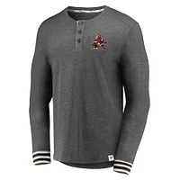 Men's Fanatics Heathered Charcoal Arizona Coyotes True Classics Henley Long Sleeve T-Shirt