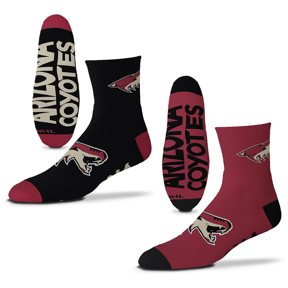 Chaussettes quart-longueur équipe For Bare Feet Arizona Coyotes pour hommes, paquet de 2