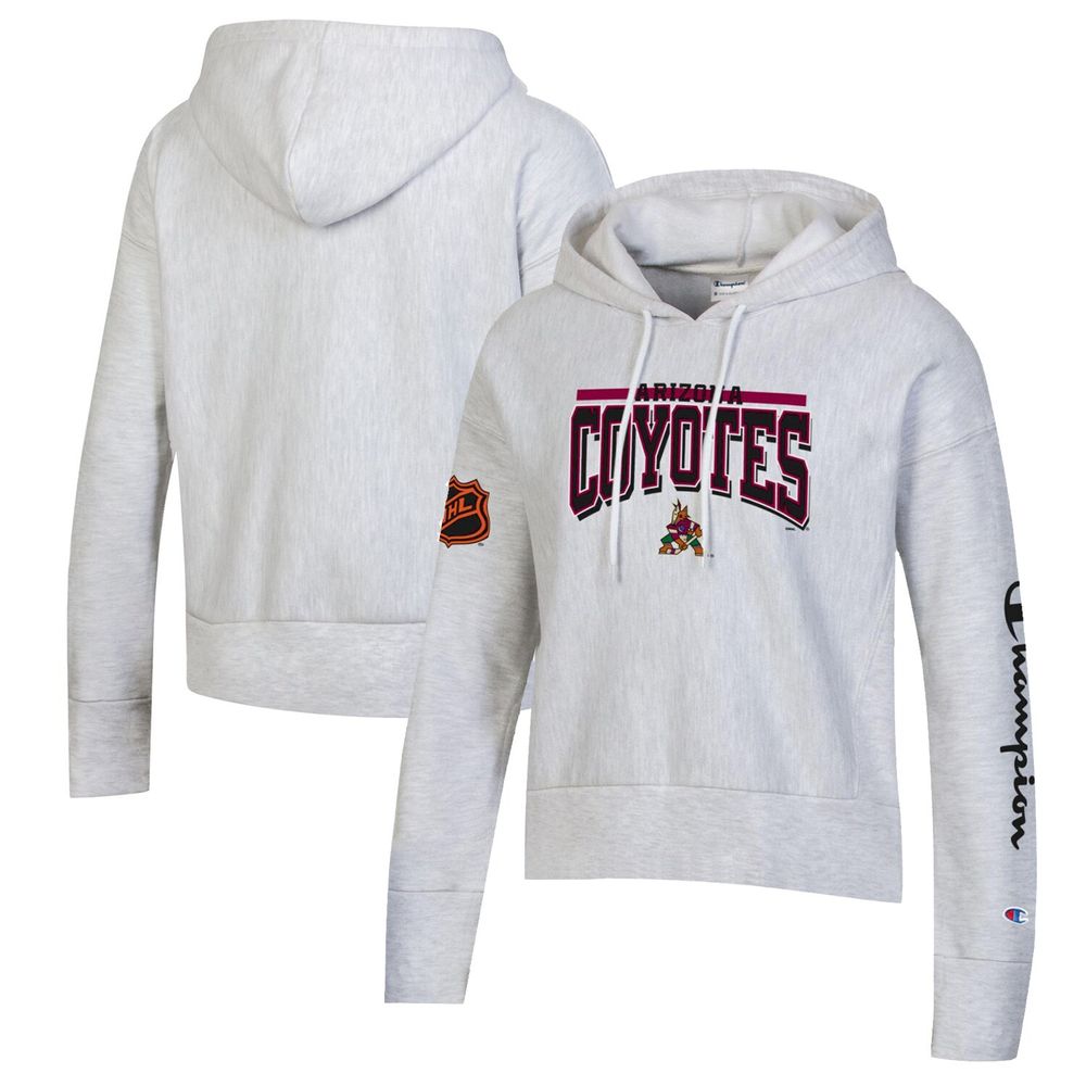 Women's Champion Heathered Gray Arizona Coyotes Reverse Weave Pullover Hoodie