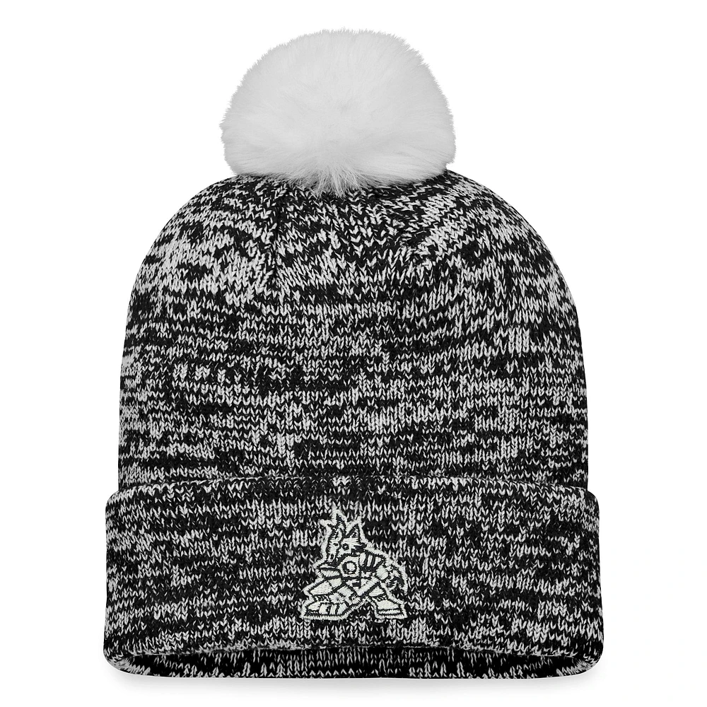 Women's Fanatics Black Arizona Coyotes Glimmer Cuffed Knit Hat with Pom