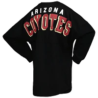 T-shirt en jersey à manches longues et col V lacets Fanatics pour femmes, noir, Arizona Coyotes Spirit