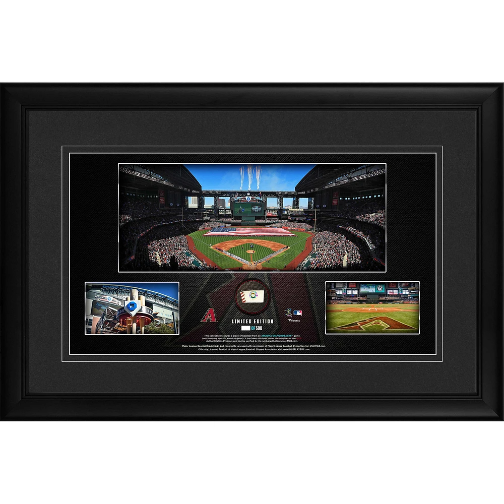 Arizona Diamondbacks Framed 10" x 18" Stadium Panoramic Collage with a Piece of Game-Used Baseball - Limited Edition of 500