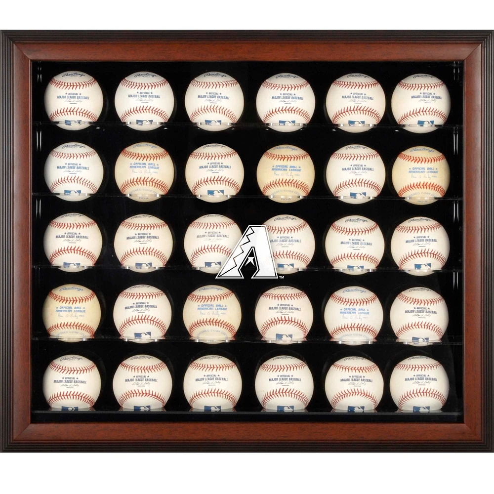 Vitrine de présentation encadrée marron pour 30 boules avec logo des Diamondbacks de l'Arizona