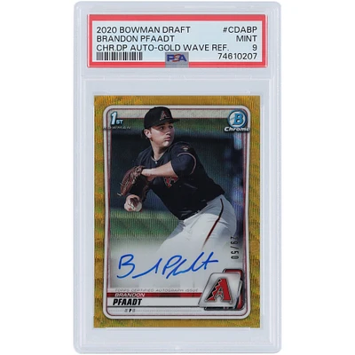 Brandon Pfaadt Arizona Diamondbacks Autographed 2020 Bowman Chrome 1st Bowman Gold Wave Refractor #CDA-BP #29/50 PSA Authenticated 9 Card