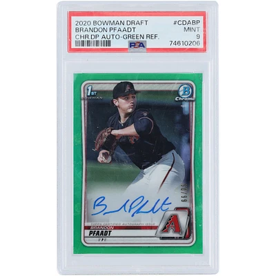 Brandon Pfaadt Arizona Diamondbacks Autographed 2020 Bowman Chrome 1st Bowman Green Refractor #CDA-BP #50/99 PSA Authenticated 9 Card
