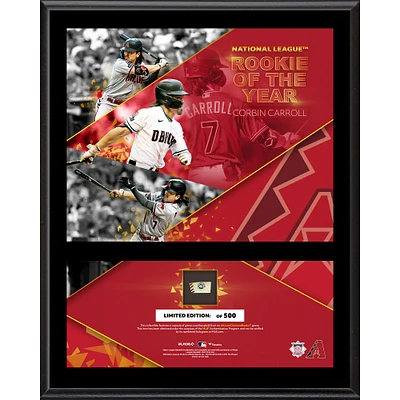 Corbin Carroll Arizona Diamondbacks 2023 National League Rookie of the Year 12" x 15" Sublimated Plaque with a Piece of Game-Used Baseball - Limited Edition of 500