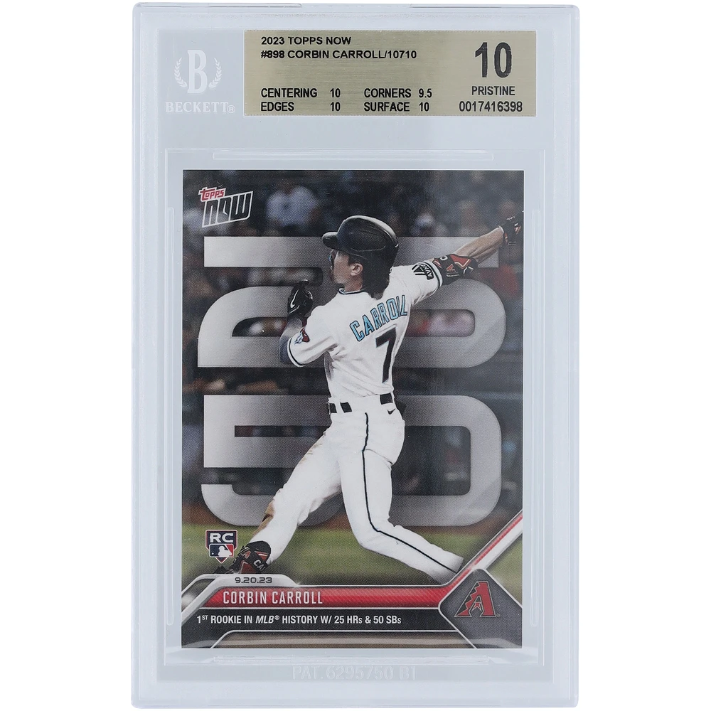 Corbin Carroll Arizona Diamondbacks 2023 Topps Now 1st Rookie in MLB History with 25 HR & 50 SB #898 BGS Authenticated 10 Rookie Card - 10,9.5,10,10 Subgrades