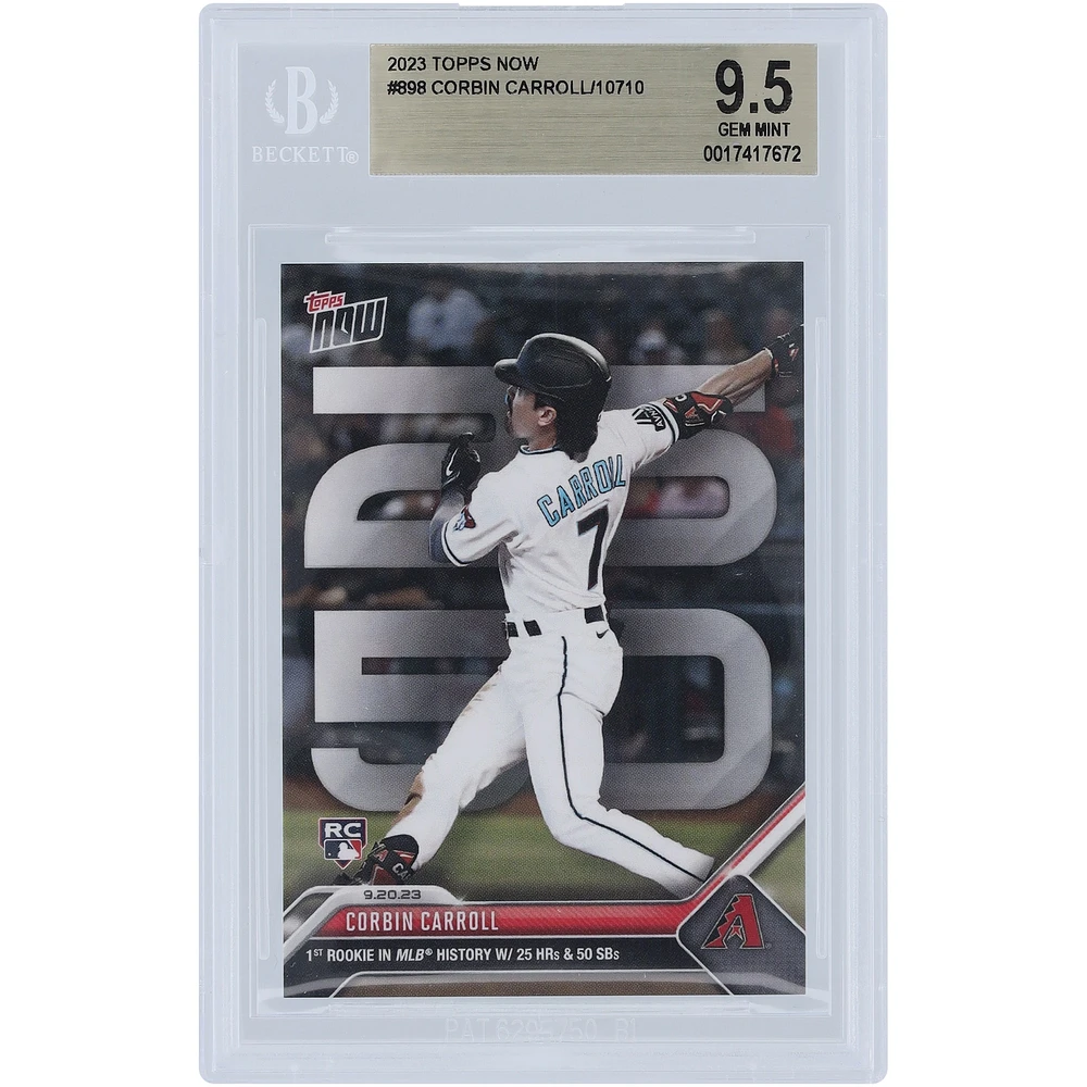 Corbin Carroll Arizona Diamondbacks 2023 Topps Now 1st Rookie in MLB History with 25 HR & 50 SB #898 BGS Authenticated 9.5 Rookie Card