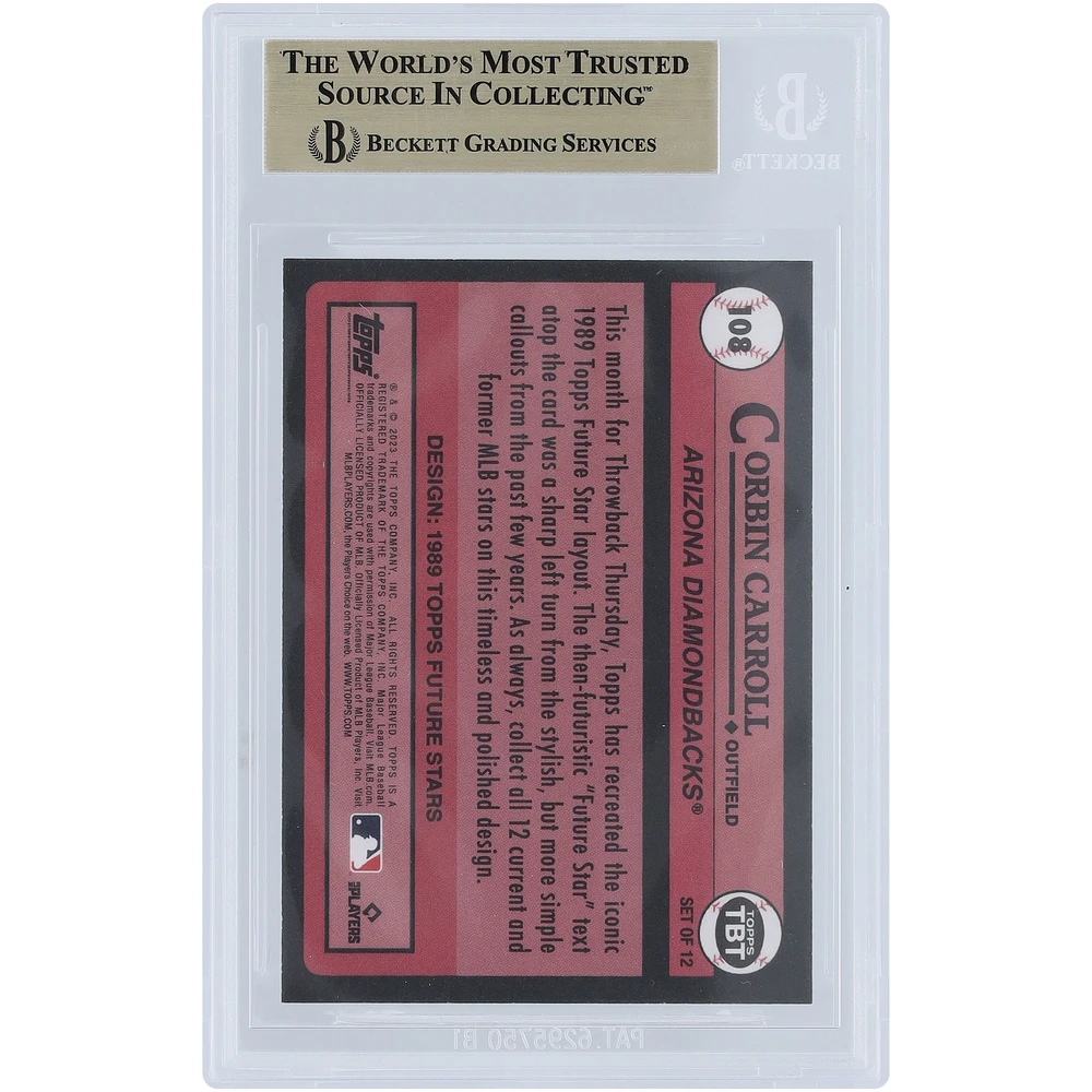 Corbin Carroll Arizona Diamondbacks 2023 Topps Throwback Thursdays '89 Topps Future Stars #108 BGS Authenticated 9.5 Rookie Card