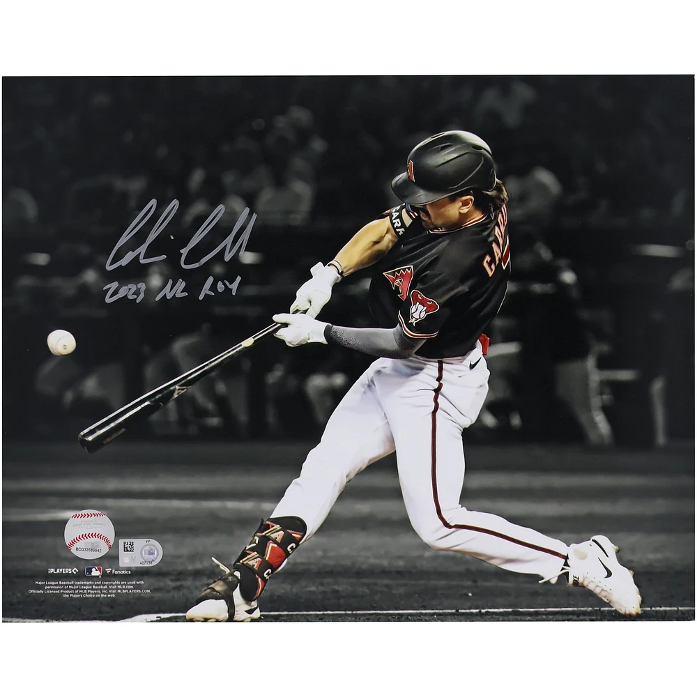 Corbin Carroll Arizona Diamondbacks Autographed 2023 National League Rookie of the Year 11" x 14" Hitting Spotlight Photograph with "2023 NL ROY" Inscription